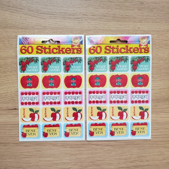 NEW Vintage Children's Reward Apple Stickers - Picture 1 of 3